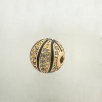 Kubisk Zirconia Micro Pave Messing Perler, basketball, høj kvalitet guldfarve belagt, du kan DIY & Micro Pave cubic zirconia, nikkel, bly & cadmium fri, 10x10x10mm, Hole:Ca. 0.2mm, Ca. 30pc'er/Lot, Solgt af Lot