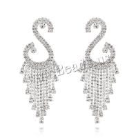 Iron Earring plated fashion jewelry & with rhinestone Sold By Pair