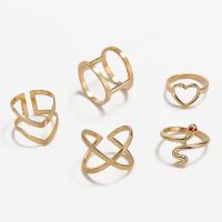 Zinc Alloy Ring Set gold color plated 5 pieces & fashion jewelry & for woman & with rhinestone golden Sold By Set