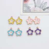 Zinc Alloy Enamel Pendants Flower gold color plated DIY nickel lead & cadmium free Approx Sold By Bag