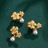 metal Perla de posicionamiento, con Perlas plásticas, Flor, cantó chapado en oro, Bricolaje, 14mm, agujero:aproximado 4mm, Vendido por UD
