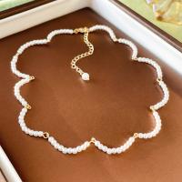 Collar de perlas de plástico, Perlas plásticas, con aleación de zinc, hecho a mano, Joyería & para mujer, Blanco, longitud aproximado 38 cm, Vendido por UD