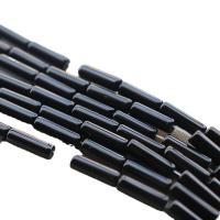 الخرز العقيق الأسود الطبيعي, عمود, مصقول, ديي, أسود, 4x13mm, تباع لكل تقريبا 39 سم حبلا