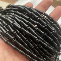 Black Stone Beads, DIY, zwart, 5x12mm, Per verkocht Ca 39 cm Strand
