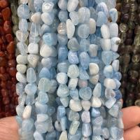 Mischedelstein Perlen, Aquamarin, Klumpen, poliert, DIY, gemischte Farben, 5x9mm, ca. 55PCs/Strang, verkauft von Strang