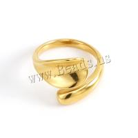 Anel de dedo de aço inoxidável, Aço inoxidável 304, 18K banhado a ouro, joias de moda & para mulher, dourado, 16mm, vendido por PC