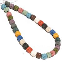 Natural Lava Beads Column DIY multi-colored Sold By Strand
