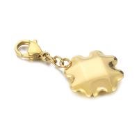 Bag Purse Charms Keyrings Keychains 304 Stainless Steel Flower Vacuum Ion Plating Unisex 17mm Sold By Bag