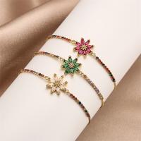 Cubic Zirconia Micro Pave Brass Bracelet Flower plated fashion jewelry & micro pave cubic zirconia nickel lead & cadmium free 25mm Length 16-21 cm Sold By PC