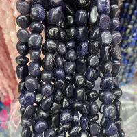 Perles en verre aventuriné bleu, pierre bleue d'or, pepite, poli, DIY, bleu, 8x10mm, Vendu par Environ 40 cm brin
