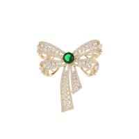 Fashion Brooch Jewelry Brass Bowknot gold color plated fashion jewelry & micro pave cubic zirconia & for woman nickel lead & cadmium free Sold By PC