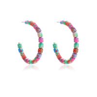 بوليمر طين قرط, البوليمر كلاي, مجوهرات الموضة & للمرأة, متعددة الألوان, 50x50mm, تباع بواسطة زوج