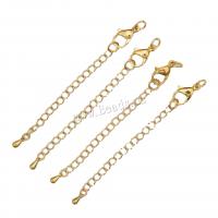 Sárgaréz extender lánc, arany színű aranyozott, divat ékszerek & különböző méretű a választás & a nő, aranysárga, 10PC-k/Bag, Által értékesített Bag