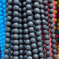 Perles de lave naturelle, lave volcanique, Rond, poli, DIY, plus de couleurs à choisir, 8mm, Vendu par Environ 40 cm brin
