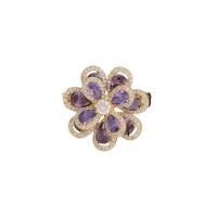 Fashion Brooch Jewelry Brass Flower gold color plated fashion jewelry & micro pave cubic zirconia & for woman nickel lead & cadmium free Sold By PC