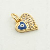 Evil Eye Pendants Brass Heart high quality gold color plated DIY & micro pave cubic zirconia nickel lead & cadmium free Approx 0.3mm Approx Sold By Lot