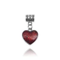 European Style Zinc Alloy Dangle Beads Heart antique silver color plated DIY & enamel Approx 5mm Sold By Bag