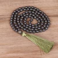 Magnetic Necklace Hematite with Knot Cord Tassel fashion jewelry & for woman black 8mm Length Approx 52 cm Sold By PC