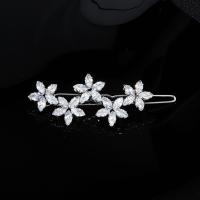 Hair Slide Zinc Alloy Flower micro pave cubic zirconia & for woman nickel lead & cadmium free Sold By PC