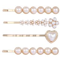 Hair Slide Zinc Alloy with Plastic Pearl plated & for woman nickel lead & cadmium free Sold By PC