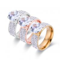 حجر الراين خاتم الإصبع الفولاذ المقاوم للصدأ, 316L الفولاذ المقاوم للصدأ, الماس, حجم مختلفة للاختيار & للمرأة & مع حجر الراين, المزيد من الألوان للاختيار, تباع بواسطة PC