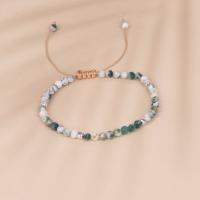 Agate Jewelry Bracelet Moss Agate with Knot Cord & 304 Stainless Steel with 5cm extender chain Round Adjustable & fashion jewelry & Unisex & faceted mixed colors 4mm Length Approx 14 cm Sold By PC