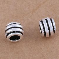 Tibetan Style Large Hole Bead, barrel, antique silver color plated, vintage & DIY, nickel, lead & cadmium free, 8x6mm, Approx 10PCs/Bag, Sold By Bag