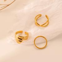 304 acciaio inox Set di anelli, placcato, tre pezzi & stili diversi per la scelta & per la donna, dorato, Venduto da borsa