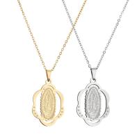 304 Stainless Steel Necklace Virgin Mary Vacuum Ion Plating Unisex & oval chain & hollow Length Approx 19.7 Inch Sold By PC