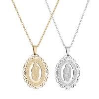 304 Stainless Steel Necklace Virgin Mary Vacuum Ion Plating Unisex & oval chain & hollow Length Approx 19.7 Inch Sold By PC