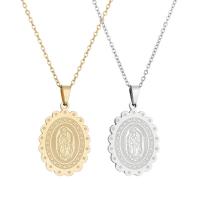 304 Stainless Steel Necklace Virgin Mary Vacuum Ion Plating oval chain & for man Length Approx 19.7 Inch Sold By PC