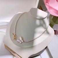 Naszyjnik ze słodkowodnych pereł na mosięznym łańcuchu, Perła naturalna słodkowodna, ze Stop miedzi, 14K wypełnione złotem, biżuteria moda & dla kobiety, biały, 3-4mm, długość około 40 cm, sprzedane przez PC