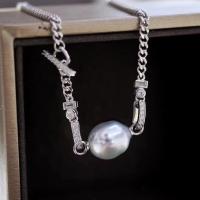Přírodní Akoya kultivované Pearl šperky, Akoya kultivované perly, s Mosaz, módní šperky & micro vydláždit kubické zirkony & pro ženy, bílý, 10-11mm, Délka Cca 47 cm, Prodáno By PC