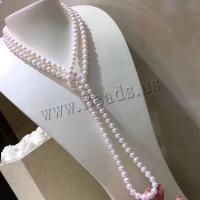 Sötvatten Pearl tröja kedja halsband, Freshwater Pearl, mode smycken & olika längd för val & för kvinna, vit, 7-8mm, Säljs av PC