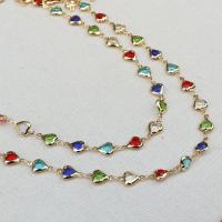 Brass Beading Chains real gold plated DIY & micro pave cubic zirconia multi-colored nickel lead & cadmium free 7.50mm Length Approx 50 cm Sold By PC
