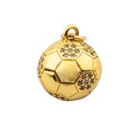 Cubic Zirconia Micro Pave Brass Pendant, Basketball, gold color plated, fashion jewelry & DIY & micro pave cubic zirconia & for woman, golden, 14x12x12mm, Hole:Approx 3mm, Sold By PC