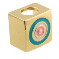 Brass Jewelry Beads Square gold color plated fashion jewelry & for woman & enamel Approx 6mm Sold By PC
