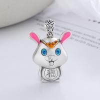 925 Sterling Silver Pendant 990 Sterling Silver Rabbit Antique finish DIY & epoxy gel nickel lead & cadmium free Sold By PC