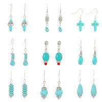 Zinc Alloy Drop Earrings with turquoise plated fashion jewelry & for woman nickel lead & cadmium free Sold By Pair