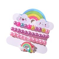 Children Bracelet & Bangle Plastic Rainbow three pieces & for children multi-colored Inner Approx 45mm Sold By Set