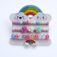 Children Bracelet & Bangle Plastic three pieces & for children multi-colored Inner Approx 45mm Sold By Set