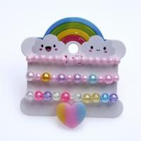 الأساور الأطفال, البلاستيك, قلب, ثلاث قطع & للأطفال, متعددة الألوان, القطر الداخلي:تقريبا 45mm, تباع بواسطة تعيين