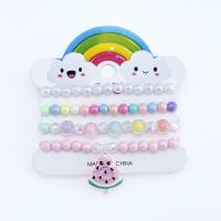 Children Bracelet & Bangle Resin Watermelon 4 pieces & for children multi-colored Inner Approx 45mm Sold By Set