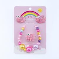Children Jewelry Set Stud Earring & finger ring & bracelet Resin Fish for children multi-colored Sold By Set