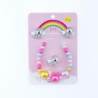 Children Jewelry Set Stud Earring & finger ring & bracelet Resin Fox for children multi-colored Sold By Set