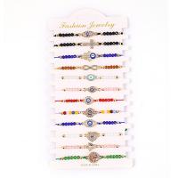 Zinc Alloy Bracelet Set with Polyester Cord & Crystal plated 12 pieces & for woman & enamel & with rhinestone Length Approx 7-11 Inch Sold By Set