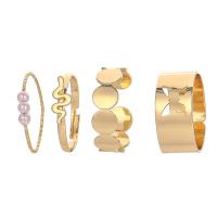 Pierścień, żelazo, Platerowane w kolorze złota, 4 sztuki & biżuteria moda & dla obu płci, złoty, bez zawartości niklu, ołowiu i kadmu, sprzedane przez torba