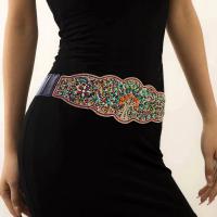 dekorativ Belt, Seedbead, med Uld stof, for kvinde, flere farver til valg, nikkel, bly & cadmium fri, 330x105mm, Solgt af PC