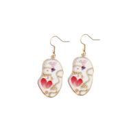 Resin Drop Earring with Dried Flower & Zinc Alloy Face gold color plated & for woman & epoxy gel Sold By Lot
