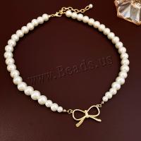 Natural Freshwater Pearl Necklace Zinc Alloy with Plastic Pearl fashion jewelry & for woman white nickel lead & cadmium free Length Approx 52.7 cm Sold By PC